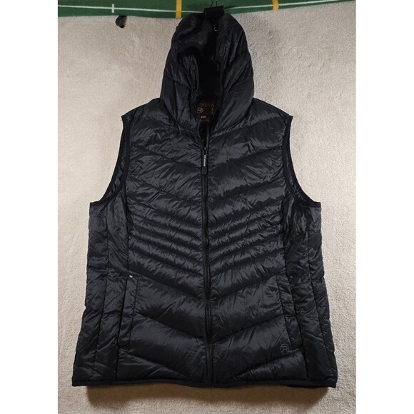 Roper Down Feather Filled Black Sleeveless Puffer Vest Hoodie XL - Picture 1 of 4